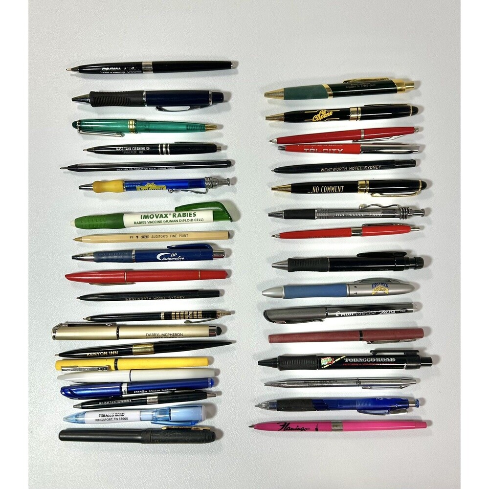 Lot 35 Advertising Vintage Promotional Pens, Some Work Some Don’t